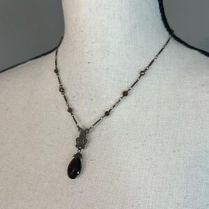 2018 Dainty Copper Brown Jewel Beaded Necklace